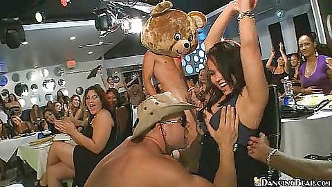 Big dicked Dancing bear and a lucky slut from audience