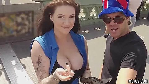 Public pick up with some money for big boobs cleavage Harmony Reigns