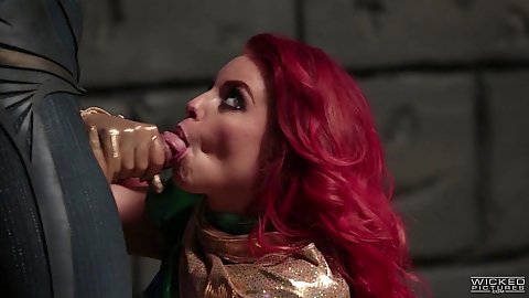 Batman redhead costume blowjob suck Britney Amber