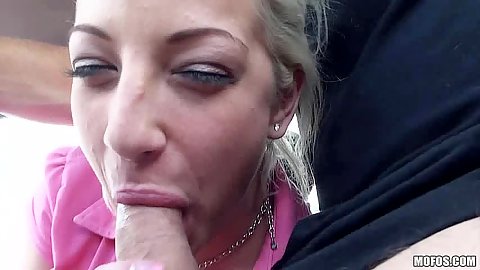 Blonde blowjob and close up pulled aside underwear car sex Anastasia Blonde