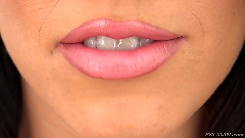 Close up Megan Rain with sexy lips