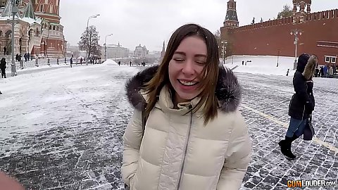 Outdoor Russian pick up on the red square with Ally Breelsen during winter