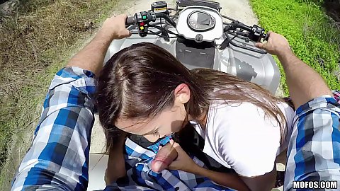 Outdoor quad bike blowjob from Ashlynn Taylor being stranded in the fields
