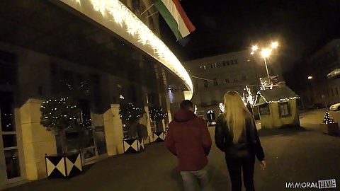 Walking the street with euro milf Kayla Green and taking her back for fuck in room