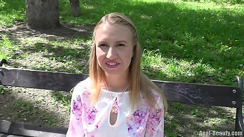 Blonde charming Milana C likes to chill at the park so we pick her up for a quickie