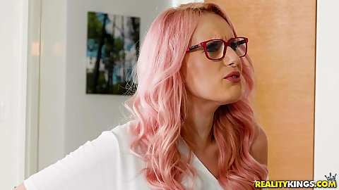 Angel Wicky in glasses is one aroused stepsister that needs sex over webcam