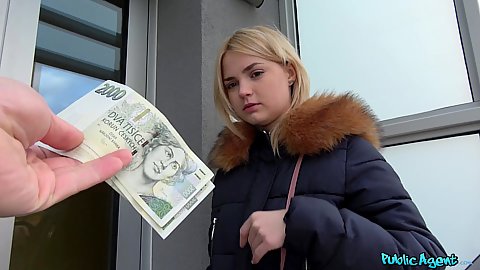 Cute and innocent at first glance Lolly Small looks at cash that she will have to suck dick to get