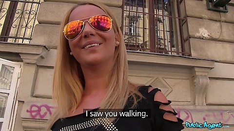 Sunglasses blonde on the streets of Europe public pick up of Christine Love right into our place