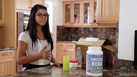 Great looking brunette teen Gina Valentina has some people breaking into her house and requiring her to suck their balls in limitless head scene