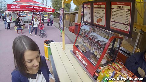 Out at the fair with 18 year old cutie Foxy Di getting a bite of junk food and talking about sex