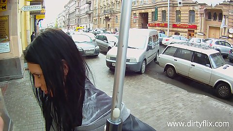 Approaching 18 year old Mya Dark on the street asking her to have some casual sex time with us