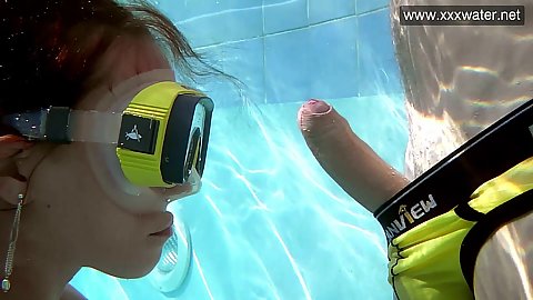 Scuba underwater blowjob with small firm boobed young euro slut Minnie Manga