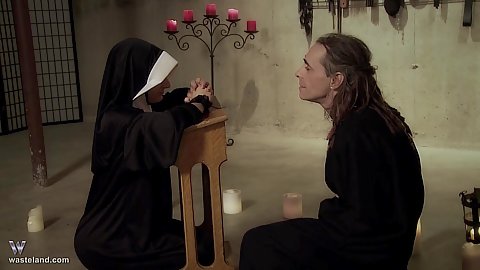 Nun is praying but maledom priest father wants to punish her ass with his dick from behind Violet