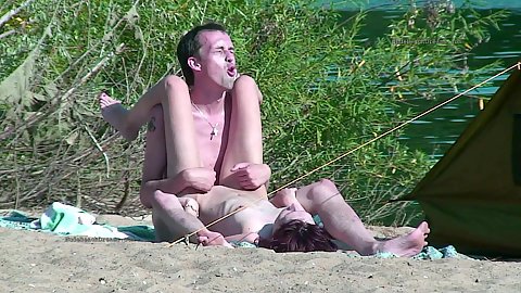 Really hardcore fuck buddy pussy sex with tiny boobed brunette amateur girl gf and her boyfriend enjoying camping by the river outside