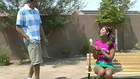 Hot teen picked up in the park eating icecream