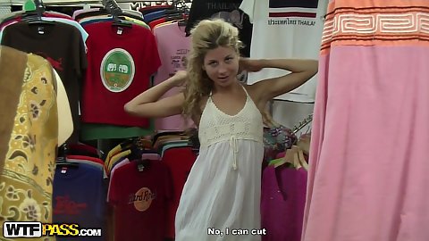 Amateur 18 year old blonde girlfriend Victoria Tiffani looking for something interesting to buy while we are walking in public
