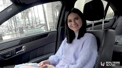 18 year old Violet Rain wore a very unattractive sweater for our meet up and sucked cock in public