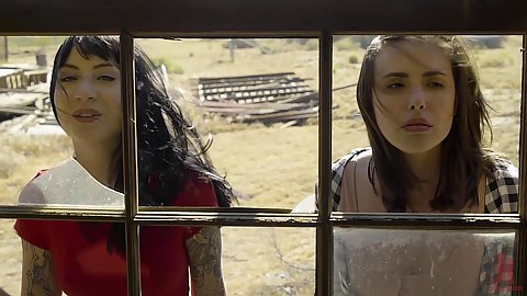 Two girls in feature film looking for an abandoned building to have sexual fun in Casey Calvert and Charlotte Sartre