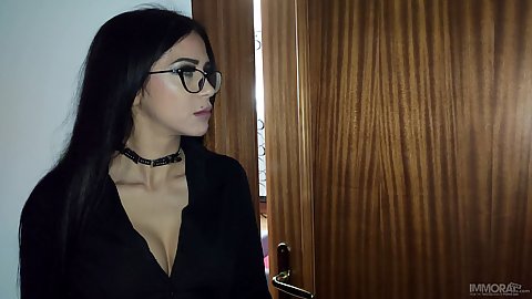 Glasse wearing milf stepmom Julia de Lucia with cleavage poking out story based perverted fantasy