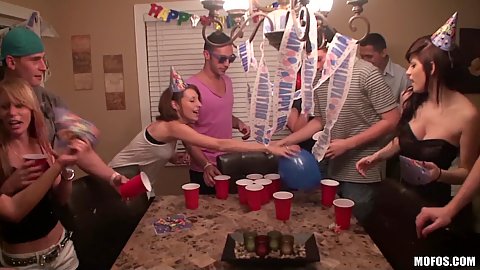 Real slut party with a birthday group bash