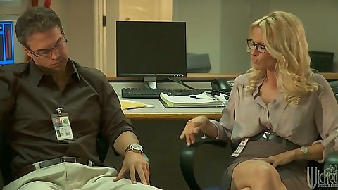 Blonde milf jessica drake in office having a chat