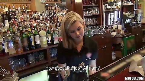 Pick up Rihanna Samuel an euro waitress at the bar