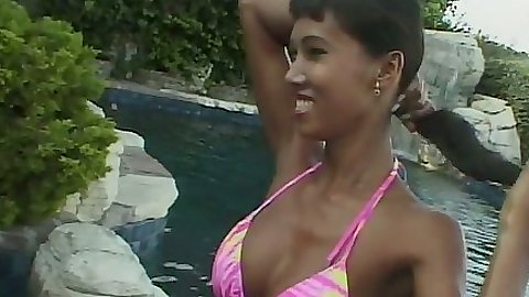 Bikini asian Kasorn Swan showing perfect firm body and gets ass licked