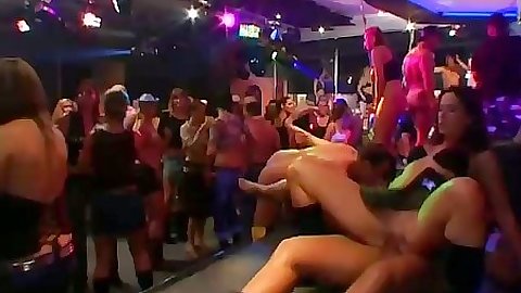 Cowgirl stage sex at club during orgy