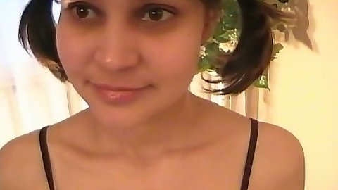 Cute 18 year old Inessa getting naked solo and a bit shy
