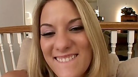 Blonde Delilah Strong shows her big pussy lips vagina with cock entry