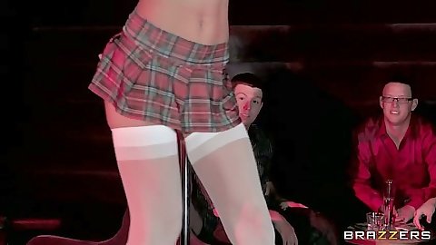 Miniskirt latina school girl stripper Juelz Ventura doing the dance