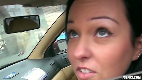 Public pick up of Natali Blue while in her car she gets some cash