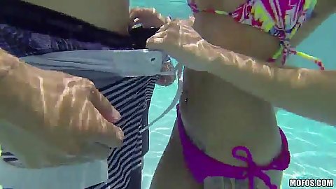 Bikini party and under water blowjob with Sasha Summers and Bianca B