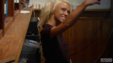 Gorgeous blonde Katerina Kay fucks around at the bar