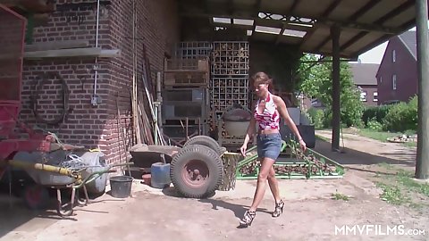 Miniskirti lady going to fuck the farm boy