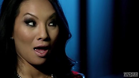 Fantastic fully clothed asian pornstar Asa Akira sucks a massive black dick