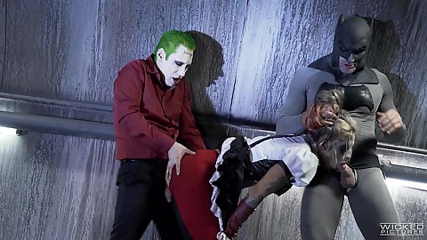 Kleio Valentien bent over and fucked by batman and joker