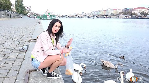 Going out for a lunch break outdoors to feet the birds Nikky Perry in public