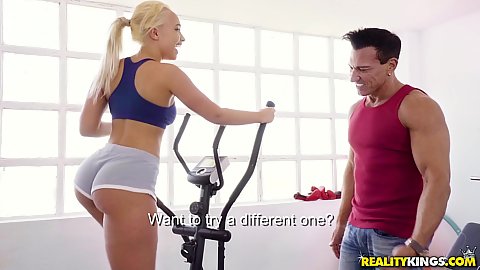 Working out with hotpants eager Briana Bounce is always good but the cock does go up