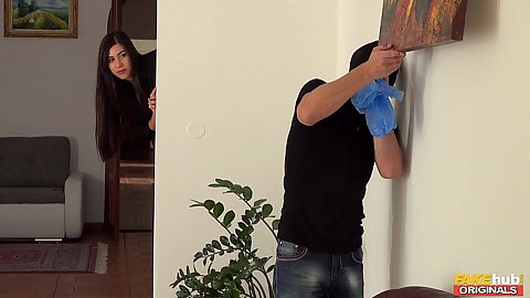 Anya Krey catches a burglar in her house she follows him around and then fucks him