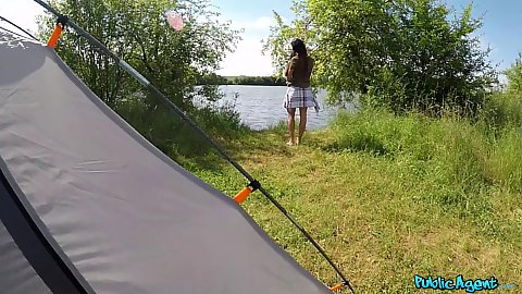 Fishing and camping trip Anissa Kate was approached by some pervert from he bushes and she sucked his dick what a cheater