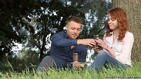 Teeny Mary Solaris going for a picnic in the park with her bf outdoors and then inside for sexy time