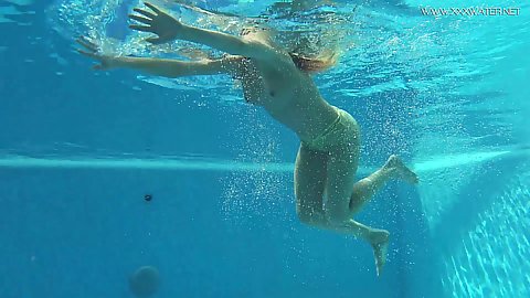 Naked swimming from small breasted skinny newcomer Anna Zlatavlaska