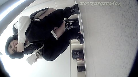 Pissing in the squat toilet with Zlata pulling down her pants and urinating in voyeur solo