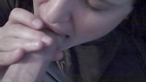 Chick grabs cock and deep throats it hard