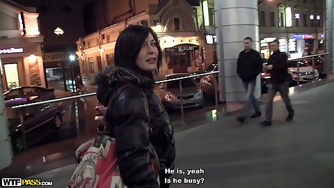 Couple out and about with girlfriend Anya looking for a public restroom to suck dick in