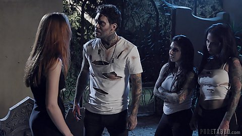 Lacy Lennon and Joanna Angel and Katrina Jade meet up and head to the cemetery for a very intense deep throat gagging orgy