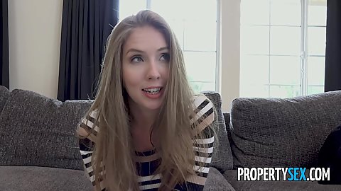 Lets talk with a very sophisticated realtor Lena Paul natural body and curvy ass with round boobies stripping down for client and pov double hands jerking with oral
