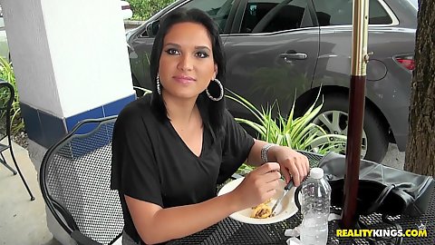 Sexy latina having lunch