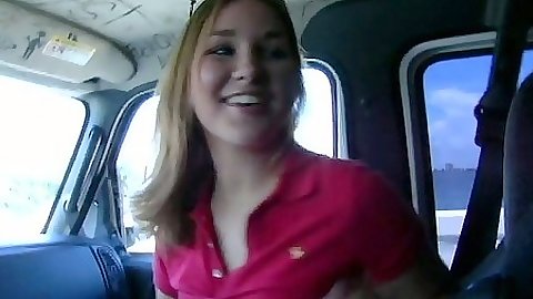 Amateur teen Mandi the famous bangbus driving around